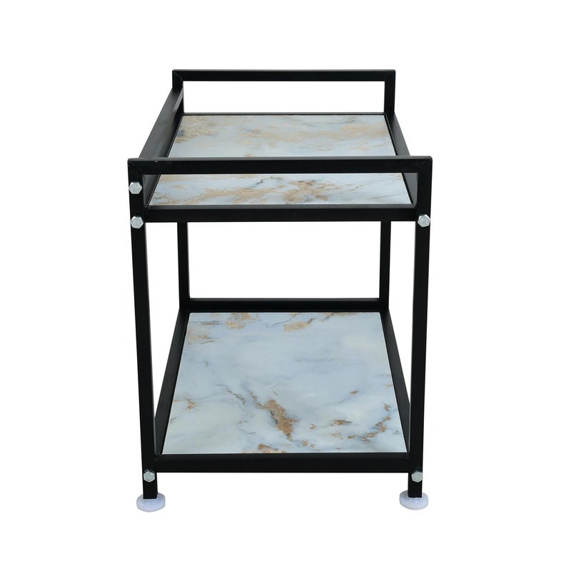 NEO STAR NEO STAR Metal Wooden Microwave Stand Rack Organizer for Kitchen Counter Black White  - Image 4