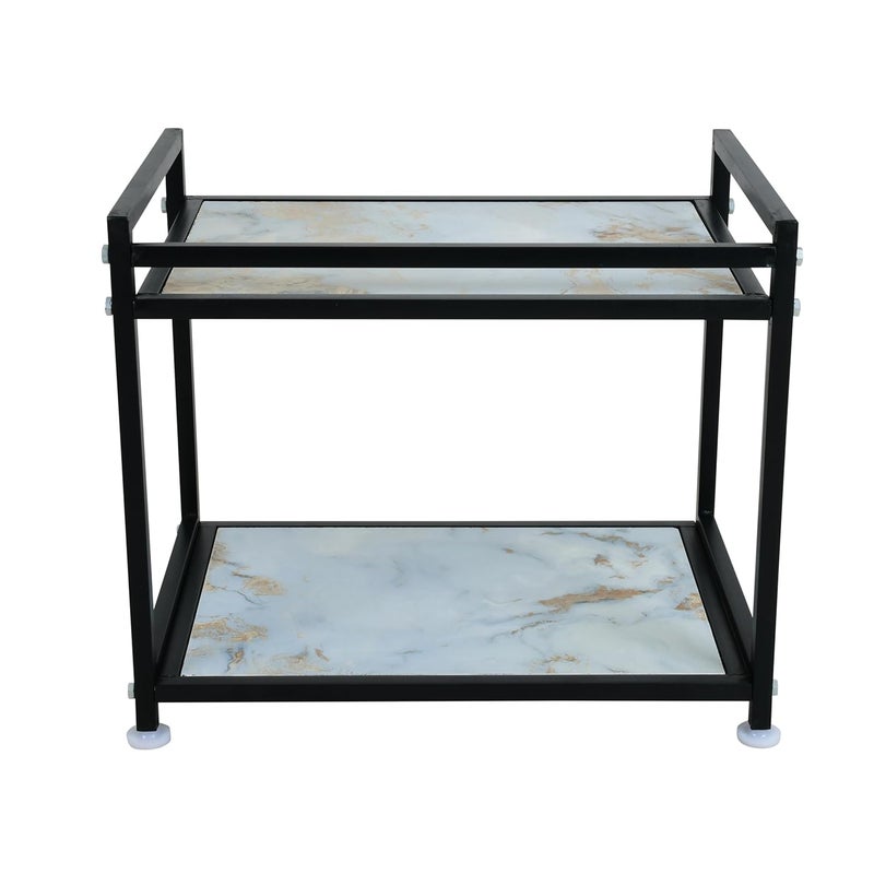 NEO STAR NEO STAR Metal Wooden Microwave Stand Rack Organizer for Kitchen Counter Black White  - Image 5