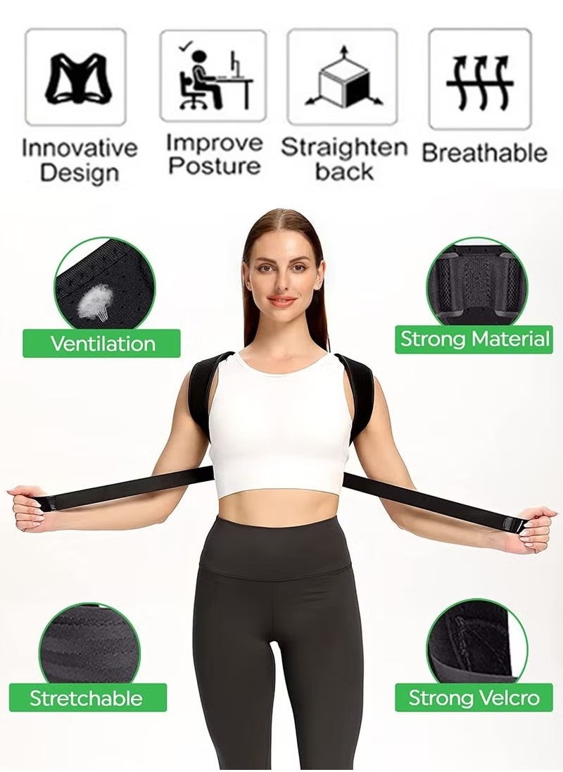 Rock Pow - Back Support Brace and Posture Correction Belt, Relieves Pain Stress and Fatigue with Neck Shoulder Clavicle and Spine Alignment, Reshape Your Body With This Back Straightener and Be Attractive, Fit - Image 1