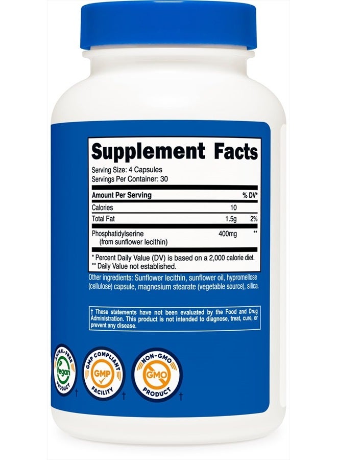 Nutricost فوسفاتيديل سيرين 400 ملغ، 120 كبسولة - خالي من الصويا، 30 حصة، مناسب للنباتيين، غير معدل وراثيًا، خالي من الغلوتين - Image 4