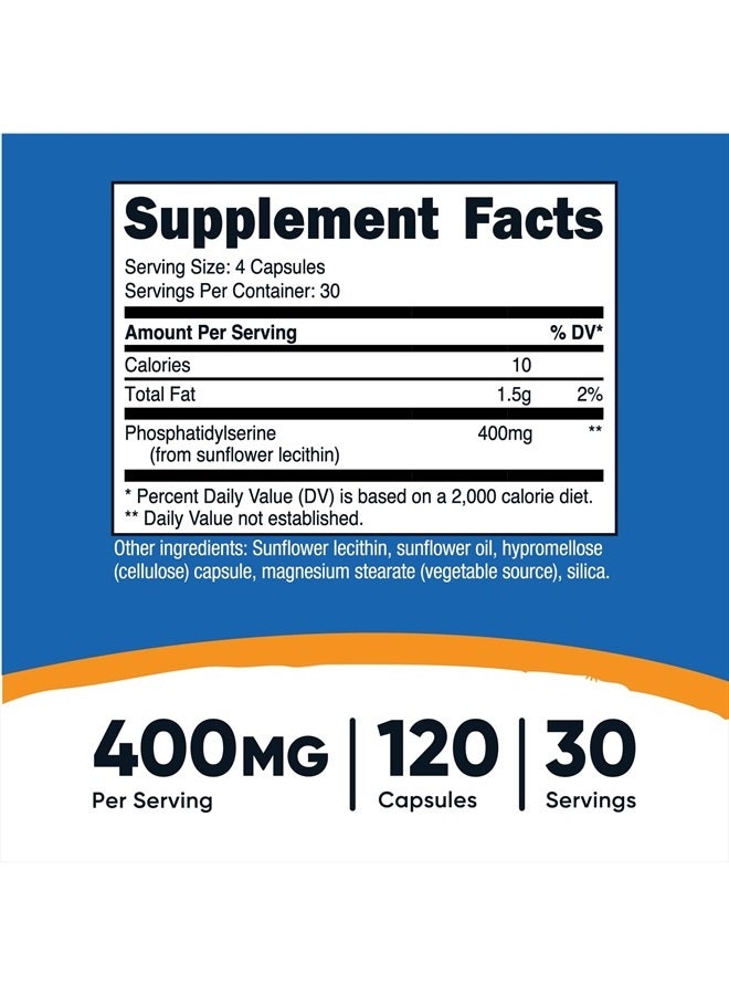 Nutricost فوسفاتيديل سيرين 400 ملغ، 120 كبسولة - خالي من الصويا، 30 حصة، مناسب للنباتيين، غير معدل وراثيًا، خالي من الغلوتين - Image 5