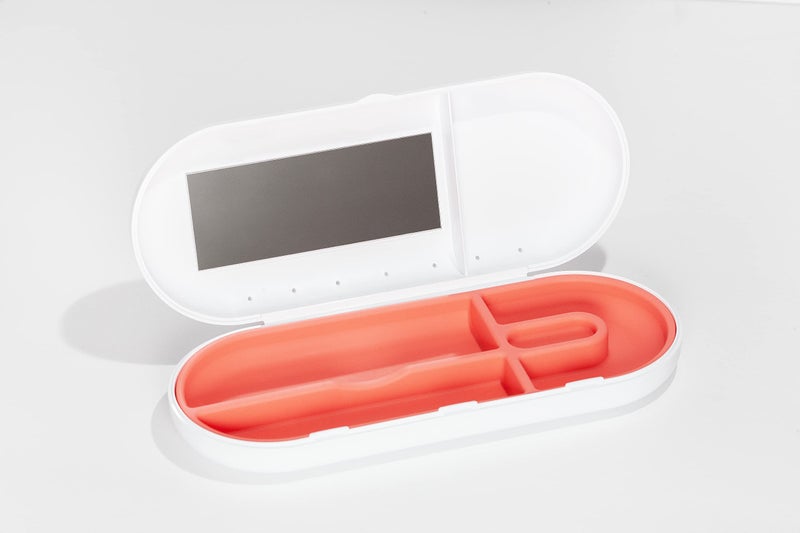 Kontainer SmileKontainer Slimline Retainer Case Compact Dental Travel Case for Aligners Toothbrush and Accessories  Builtin Mirror for Easy Insertion Anywhere  Compatible with All Clear Aligners 