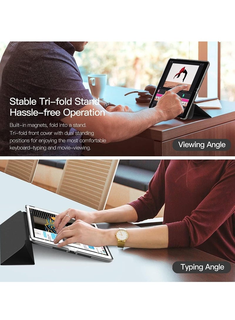 iPad 10.2 Case - Slim Translucent Hard PC Protective Smart Cover with Stand for iPad 9th/8th/7th Generation (Black)