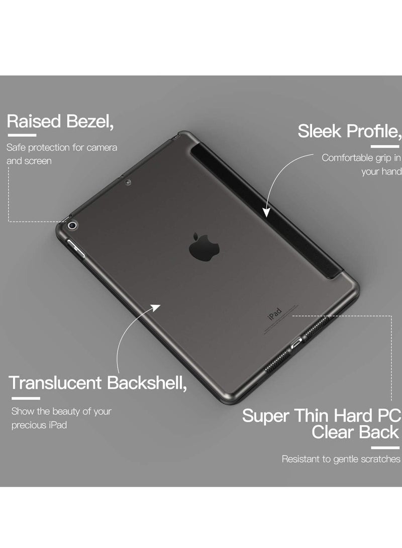 iPad 10.2 Case - Slim Translucent Hard PC Protective Smart Cover with Stand for iPad 9th/8th/7th Generation (Black)