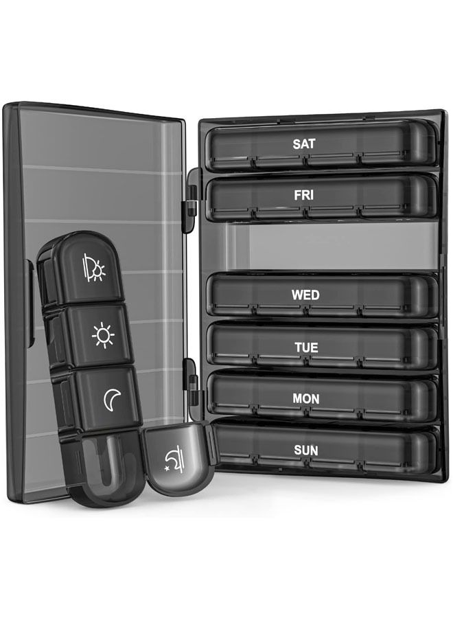 Arabest Weekly Pill Organizer 4 Times a Day with 7 Daily Large Pill Box Cases to Hold Fish Oils, Vitamins, Supplements, Medication  - Image 1