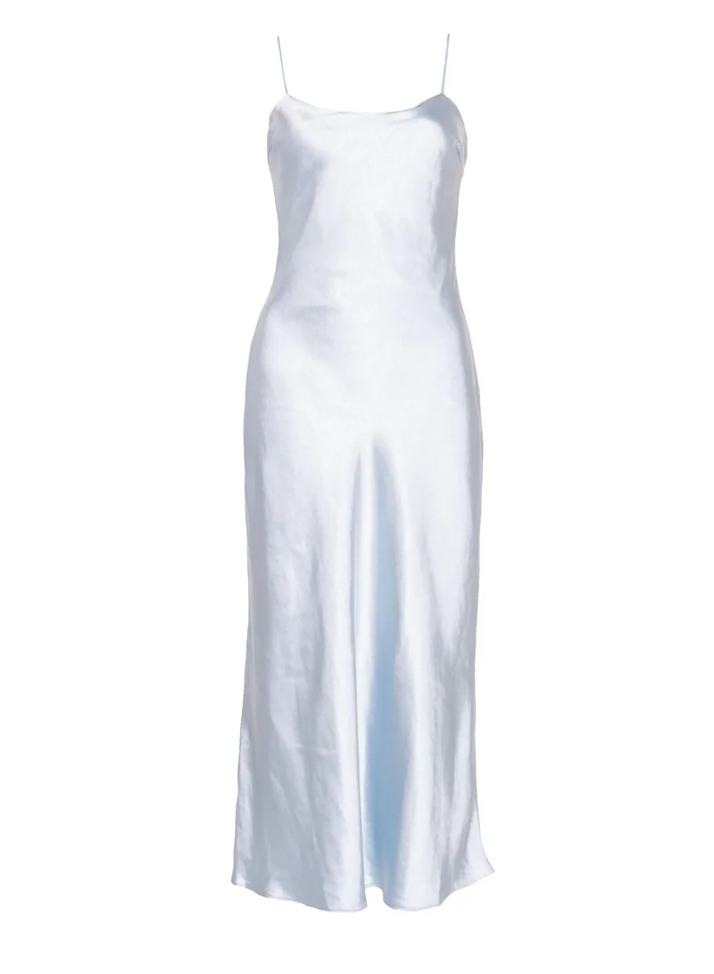 ترو ديكادينس Delphine Icy Blue Midi Satin Slip Dress