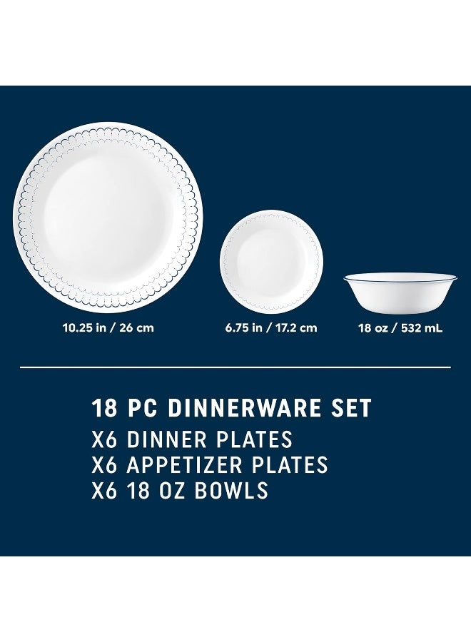 Corelle Dinnerware Set 18-Piece, Navy, White, 1147837 - Image 5
