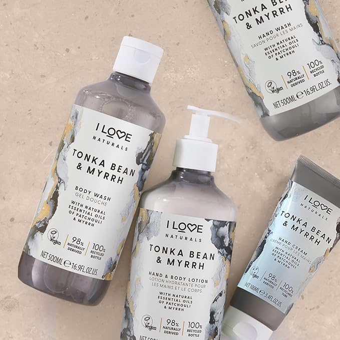 I Love Naturals Tonka Bean Myrrh Hand Wash Natural Oils Of Patchouli Myrrh Gently Removes Impurities Refreshing Cleansing Formula 2 x 500ml - Image 3