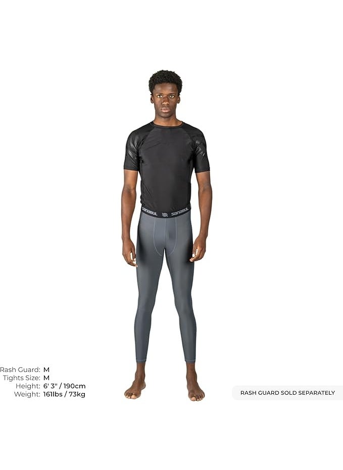 Sanabul  Essential Mens Compression Pants Workout Jiu Jitsu Leggings | Athletic Tights For Men | Running Tights, Sports Gym Leggings | Men'S Sports Compression Pants & Tights | Medium, Steel Gray  - Image 3