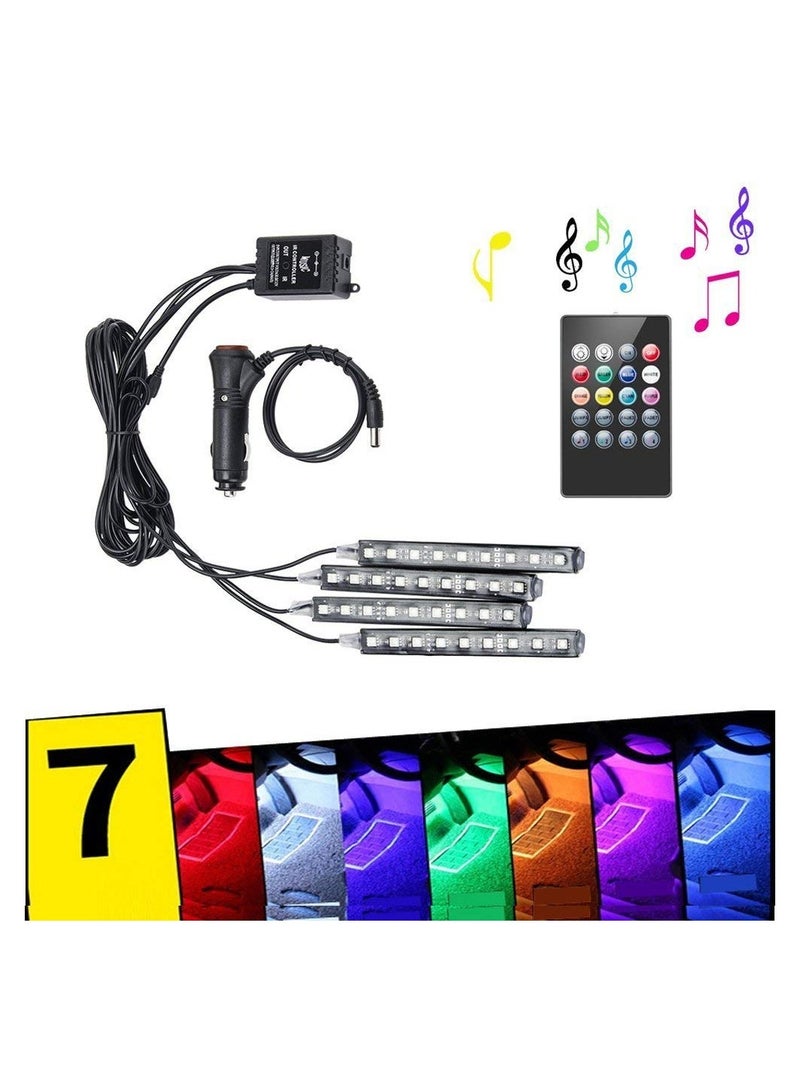 8 LED Multi-Color Car Interior Light, Atmosphere Neon RGB Color Lights Kit, with Sounds Activated Wireless IR Remote Control - Image 4
