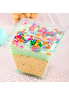 Restaurantware Restaurantware-LIDS ONLY: 2.5 x 2.5 Inch Mini Kova Cup Lids, 100 Square Lids For 2 Ounce Dessert Cups - Dessert Cups Sold Separately, Clear Plastic Square Plastic Cup Lids, Disposable  - Image 3