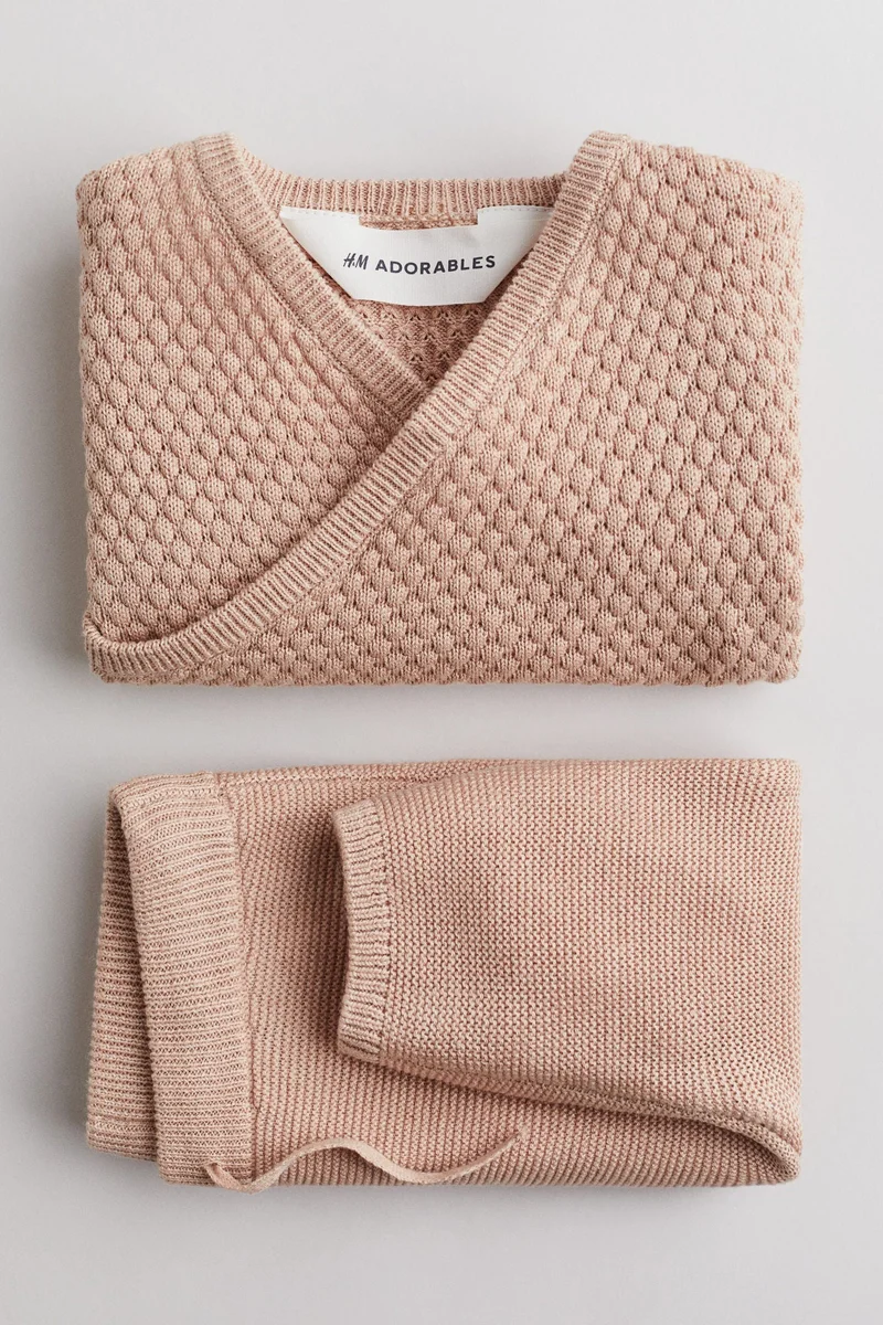 اتش اند ام طقم كارديغان محبوك وبنطلون - قطعتين