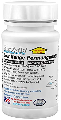 Industrial Test Systems SenSafe 481138 Permanganate Test Strip, 1 Minute Test Time, 0-3 ppm Range (Bottle of 50) - Image 1