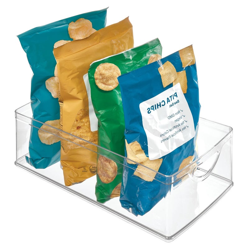 InterDesign حاوية تخزين خزانة ومخزن بلاستيكية مع مقابض مدمجة - 16 × 8 × 5 حاوية شفافة - Image 1