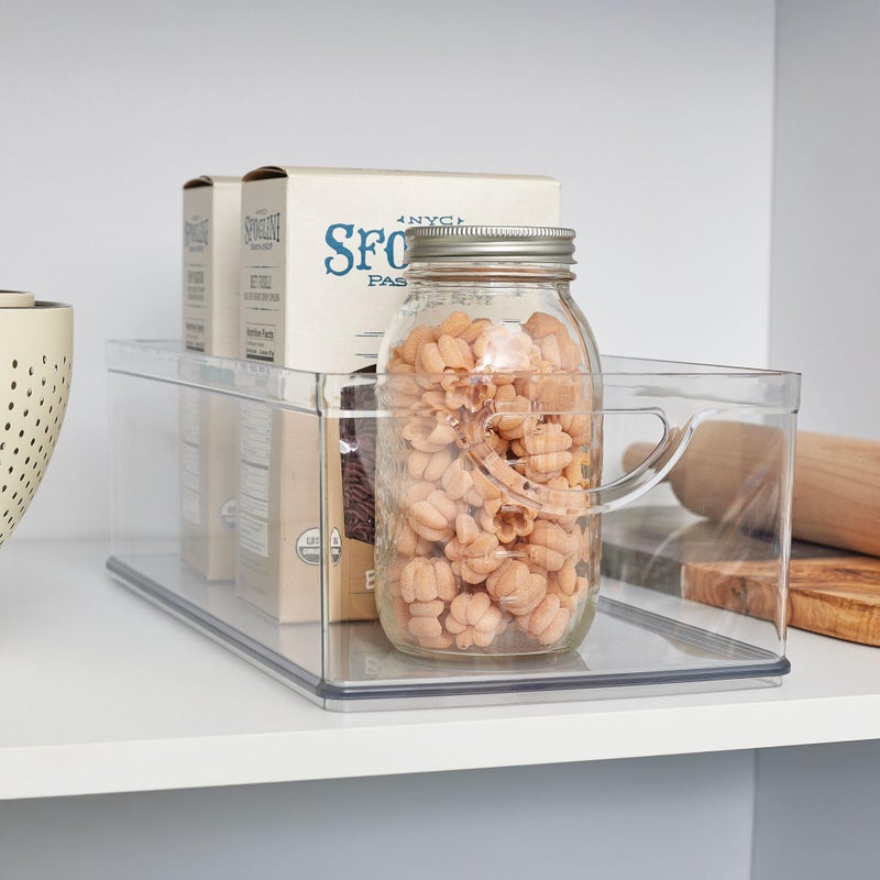 InterDesign حاوية تخزين خزانة ومخزن بلاستيكية مع مقابض مدمجة - 16 × 8 × 5 حاوية شفافة - Image 5