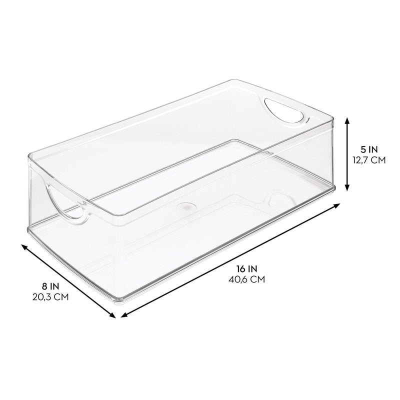 InterDesign حاوية تخزين خزانة ومخزن بلاستيكية مع مقابض مدمجة - 16 × 8 × 5 حاوية شفافة - Image 2