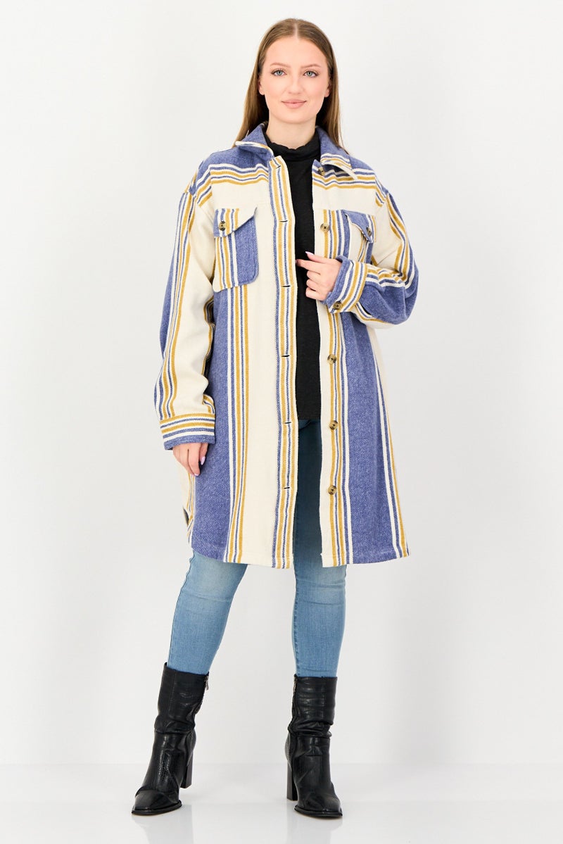 Aerie Women Stripe Long Shacket, Multicolor - Image 4