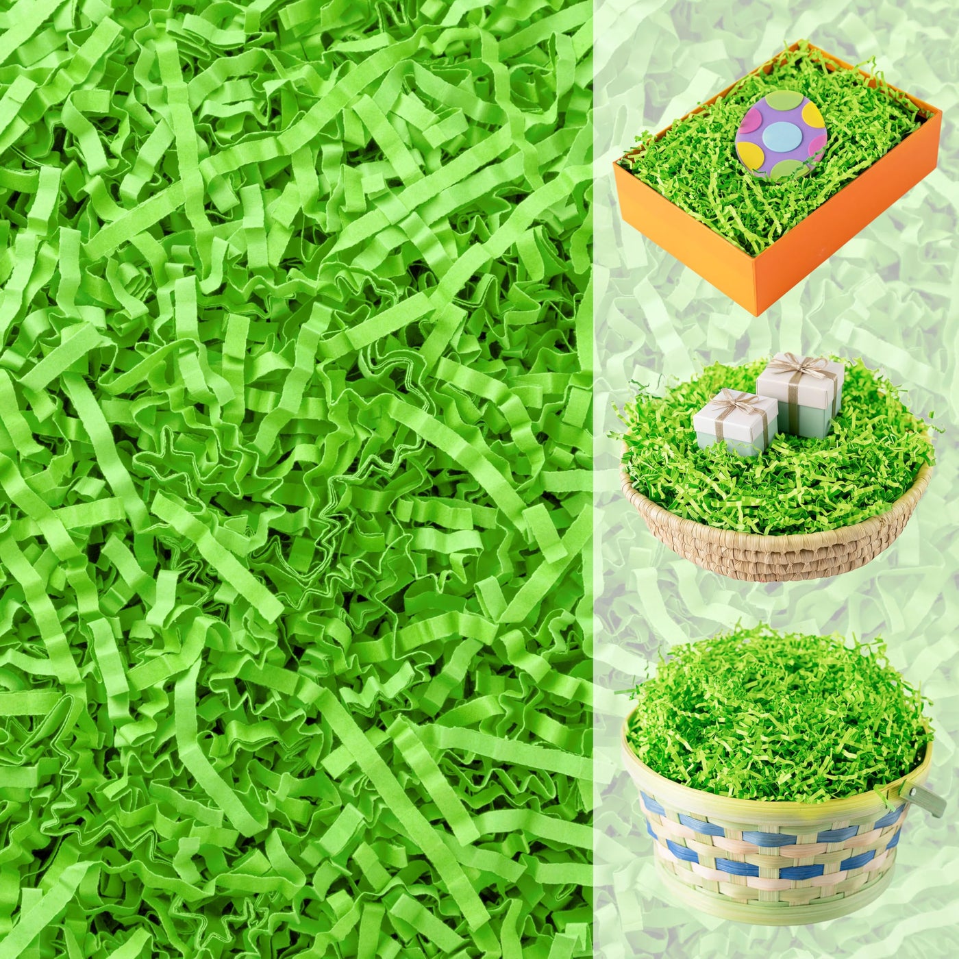 JOYIN 2 LB Easter Gift Wrap Crinkle Filler Paper, Light Green Paper Grass, 32oz Shred Raffia Crinkle Cut for Wedding Basket Stuffer Filler, Anniversaries Birthday Party Bag Decor Favors