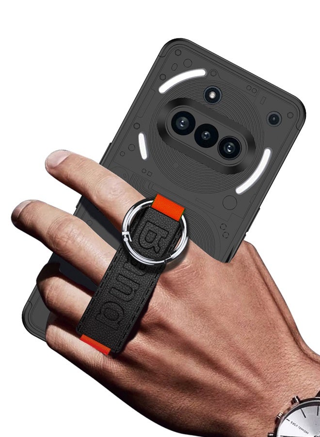 إكس ليفيل جراب Nothing 3A، مع حزام معصم، لا يصفر أبدًا، جراب Nothing-Phone 3A، مقاوم للصدمات بزاوية مدمجة، جراب PC صلب مقاوم للصدمات واقٍ للكاميرا رفيع ورفيع لهاتف Nothing Phone 3A أسود - Image 4