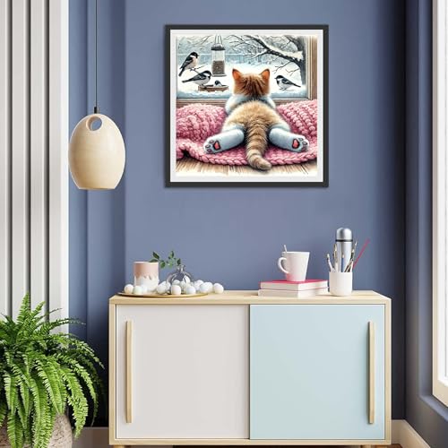 JAKI Cat Diamond Painting Kits for Adults Beginners-Animal Diamond Art Kit for Adults,5D DIY Gem Art Kits for Gift Home Wall Decor(14x14inch) - Image 4