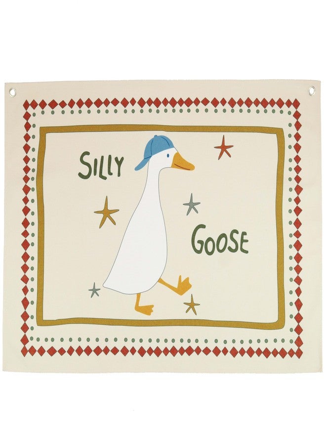 Sioial Silly Goose Nursery Rectangular Canvas Banner-Flag Wall Sign Decor for Boys Girls Toddler Kids,Baby Room Playroom Reading Room Bedroom Decor-Easter Baby Shower Birthday Christmas Gift - Image 1