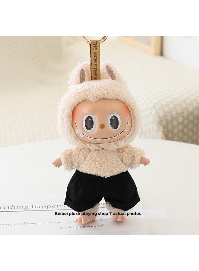 Labubu Doll Clothes 17cm Macaroon Vinyl Doll Labubu Doll Clothes Dress For T-Shirt Jeans-Specifications:Suitable For The First And Second Generation (excluding Baby)-Color:Black Shorts (doll Not Included)  - Image 1