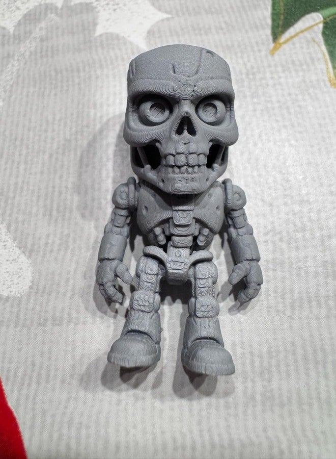 Beoals 3D Printed Skull Robot Figurine – Mini Terminator Style Skeleton Toy, Desktop Decor Collectible, Unique Gift for Boys, Gamers & Sci-Fi Lovers - Image 1