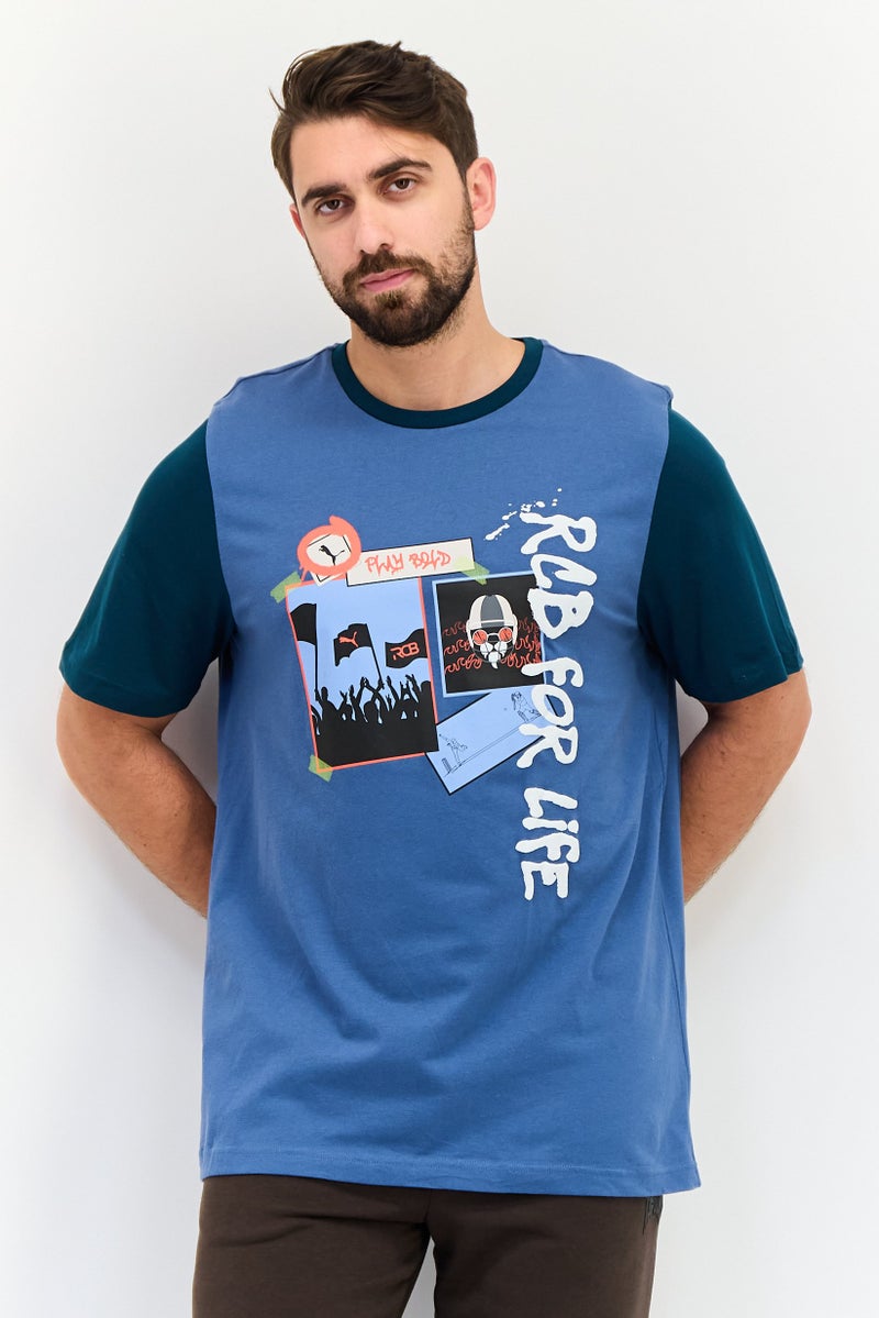 PUMA Men Sportswear Fit Graphic Print Outdoor T-Shirt, Blue - Image 1
