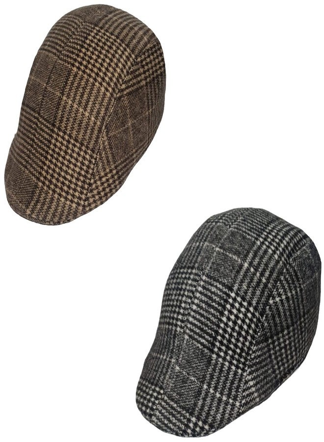 C Classic Woolen Golf Cap for Winters & Other Outdoor Activities to Keep You Warm Unsex, Retro Style Grey & Beige - Image 4