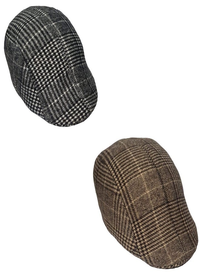 C Classic Woolen Golf Cap for Winters & Other Outdoor Activities to Keep You Warm Unsex, Retro Style Grey & Beige - Image 2