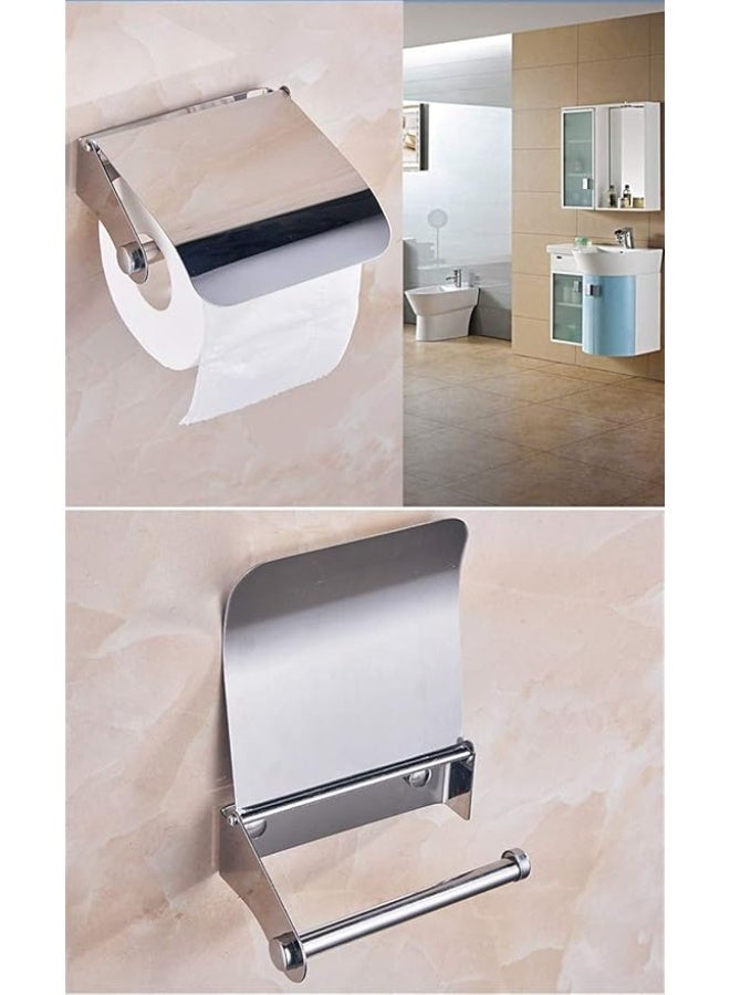 SSN Stainless steel Toilet Paper Holder wall-mounted installation Tissue Holder with cover waterproof bathroom hotel paper storage rack - Image 2