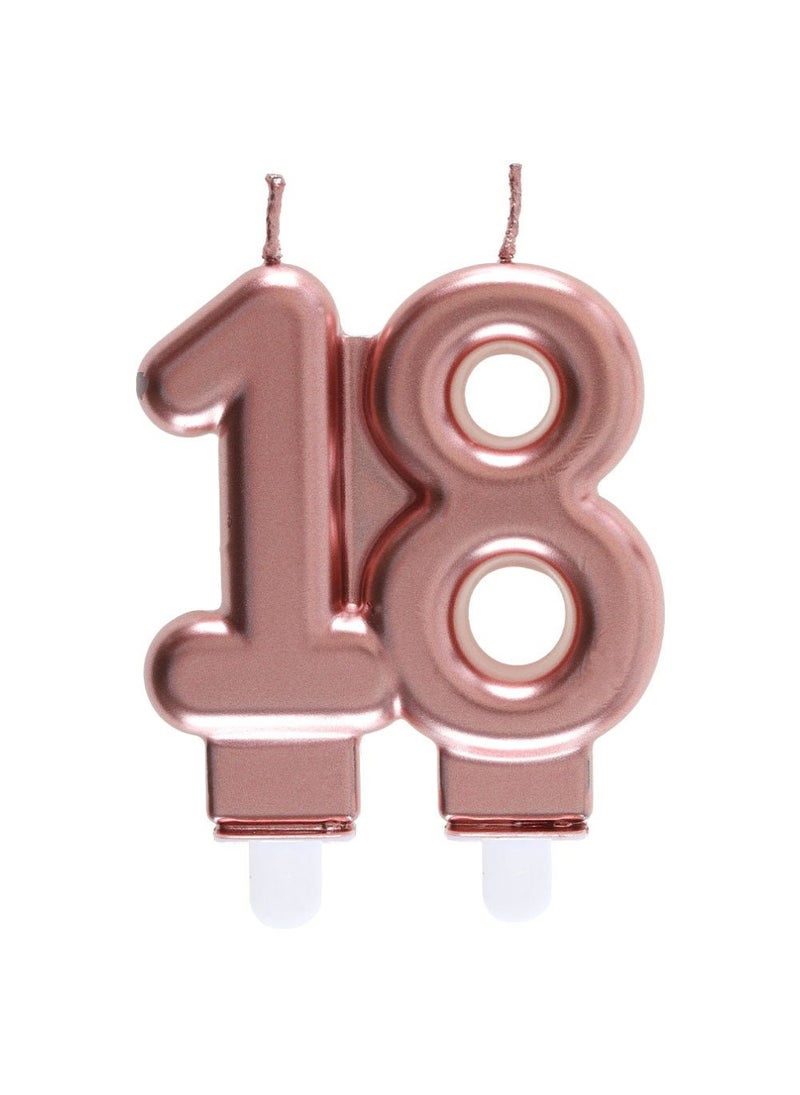 شمعة كعكة عيد ميلاد ذهبية وردية اللون بقطر 8 سم