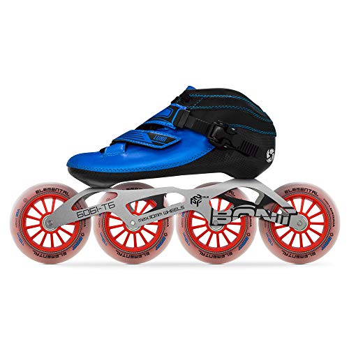 Bont Inline Speed Skating Racing - Luna Skate Boot + 2PF 6061 Frame + Elemental Wheels + ABEC7 Bearings - Youth - Boys - Girls - Men - Women (Blue, 38/6) - Image 3