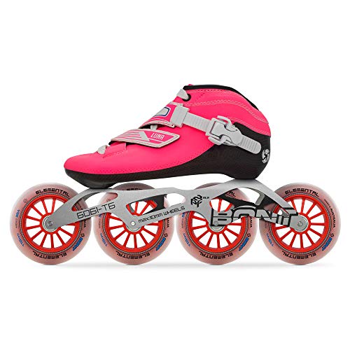 Bont Inline Speed Skating Racing - Luna Skate Boot + 2PF 6061 Frame + Elemental Wheels + ABEC7 Bearings - Youth - Boys - Girls - Men - Women (Blue, 38/6) - Image 2