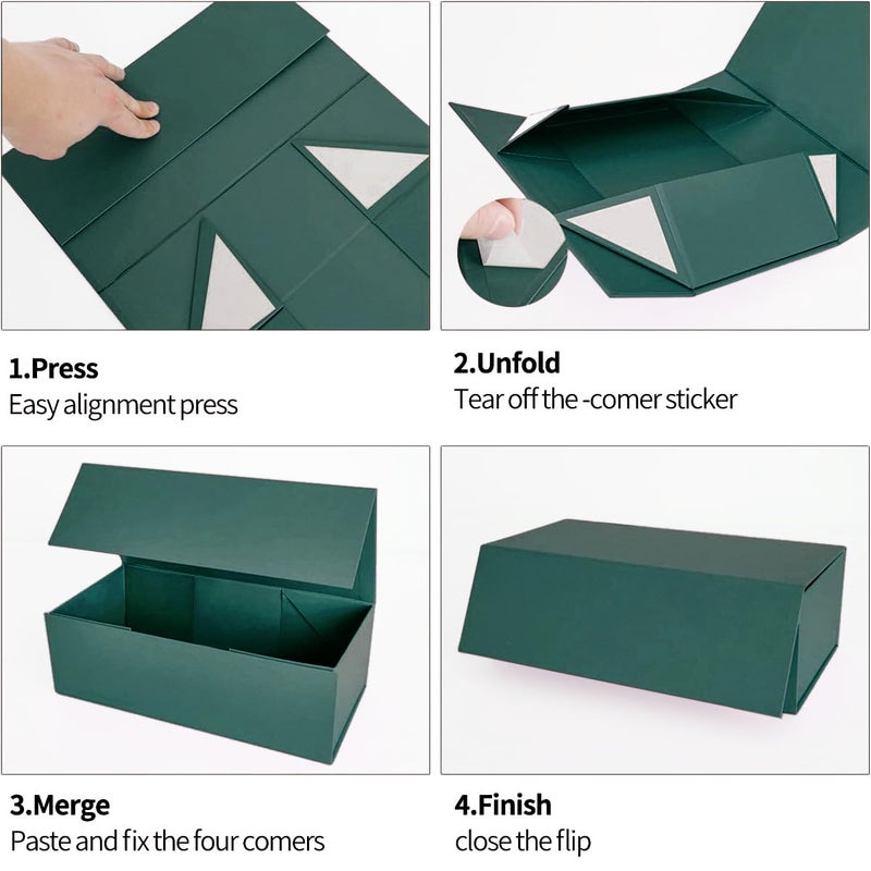 ROSTELACK Green Gift Box 10" x 6" x 3" with Magnetic Closure Lid Gift Boxe for Presents,Bridesmaid Gifts Boxes,Cute Box,Birthday Box,Luxury for Gift Packaging, Magnetic Gift Boxe for Wrapping Gifts - Image 3