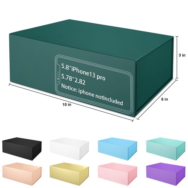 ROSTELACK Green Gift Box 10" x 6" x 3" with Magnetic Closure Lid Gift Boxe for Presents,Bridesmaid Gifts Boxes,Cute Box,Birthday Box,Luxury for Gift Packaging, Magnetic Gift Boxe for Wrapping Gifts - Image 2