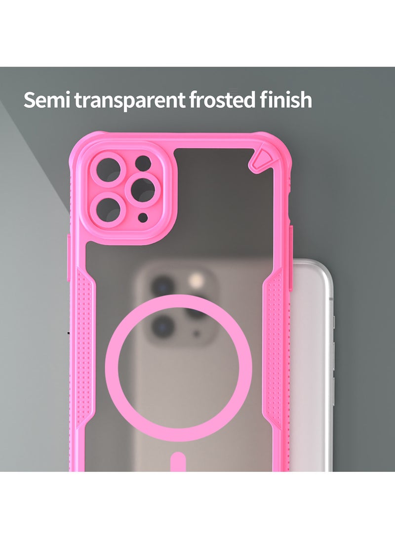 Cover For iPhone 11 Pro Armor Glaze MagSafe Magnetic Phone Case Raised edges around the screen and camera lens help prevent scratches - Pink - Image 4
