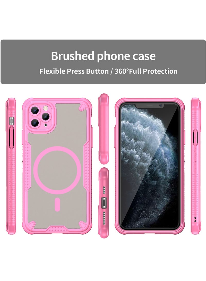 Cover For iPhone 11 Pro Armor Glaze MagSafe Magnetic Phone Case Raised edges around the screen and camera lens help prevent scratches - Pink - Image 5