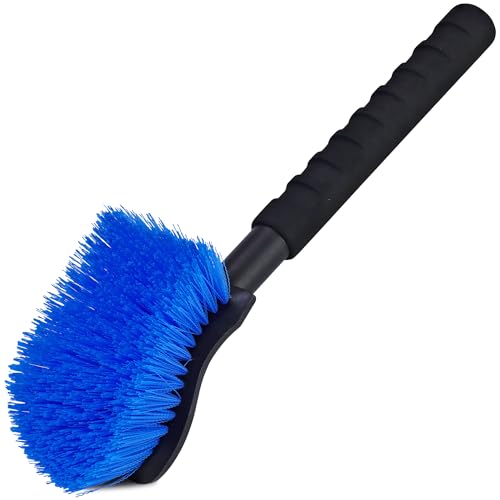 TAKAVU 175 Wheel Tire Body Brush Stiff Bristle Gentle Car Wash Brush Long Handle for Safe Tire Sidewall Wheel Cleaning Scratch Free Automotive Tool Blue - Image 1