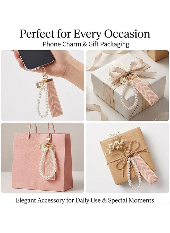 2pcs الوردي قوس سلاسل المفاتيح للمرأة, الوردي الساتين معصم قلادة المفاتيح, مفاتيح السيارة قلادة اللؤلؤ, قوس سلاسل المفاتيح لحفظة, حقيبة اليد, حقيبة الظهر, هدية مثالية للبنات, الوردي - Image 4