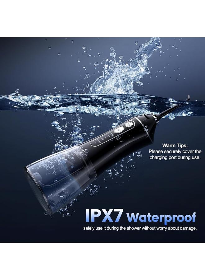 Water Flosser for Teeth Cleaning and Flossing, 5 Modes Rechargeable Cordless Oral Irrigator 320ml Water Tank Teeth Cleaner, IPX7 Waterproof Portable Electric Dentel Flossers for Home and Travel,Black - Image 4