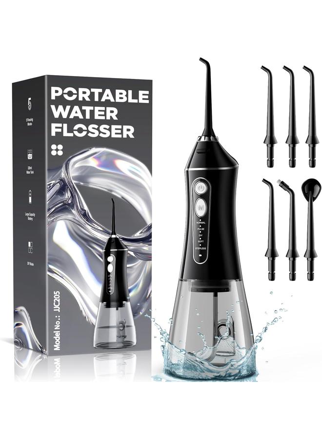 Water Flosser for Teeth Cleaning and Flossing, 5 Modes Rechargeable Cordless Oral Irrigator 320ml Water Tank Teeth Cleaner, IPX7 Waterproof Portable Electric Dentel Flossers for Home and Travel,Black - Image 1
