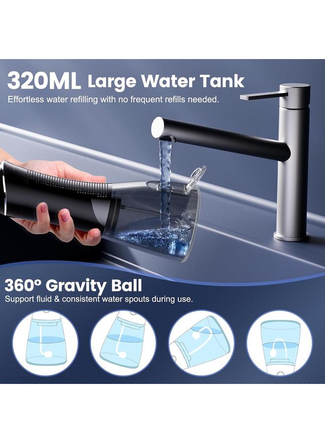 Water Flosser for Teeth Cleaning and Flossing, 5 Modes Rechargeable Cordless Oral Irrigator 320ml Water Tank Teeth Cleaner, IPX7 Waterproof Portable Electric Dentel Flossers for Home and Travel,Black - Image 5