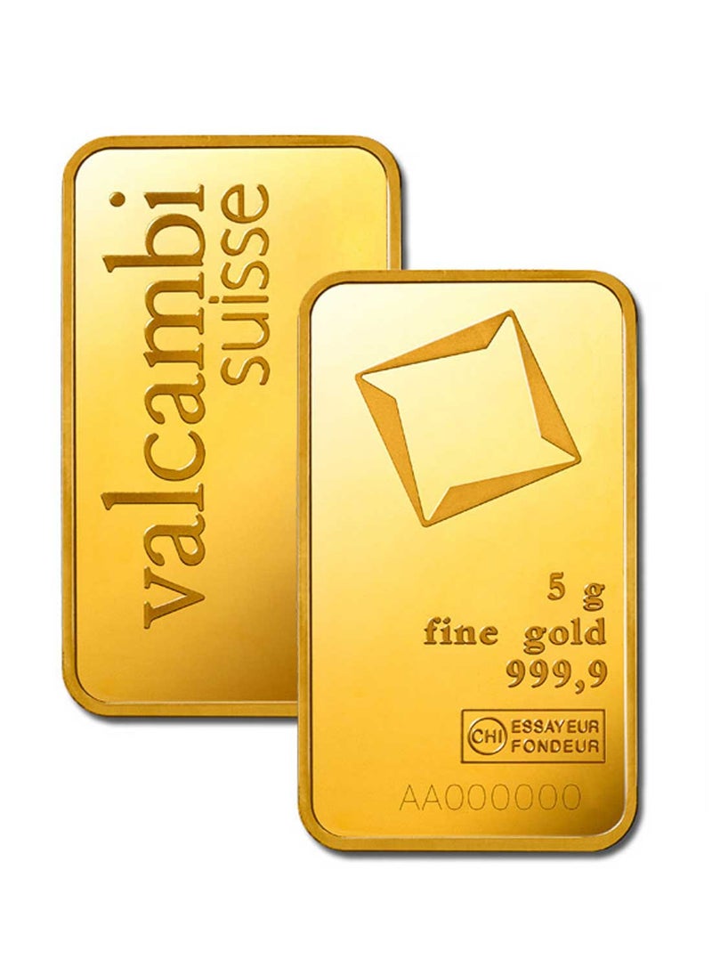 valcambi - 24KT 999.9 Purity 5g Valcambi Suisse Gold Bar - Image 1