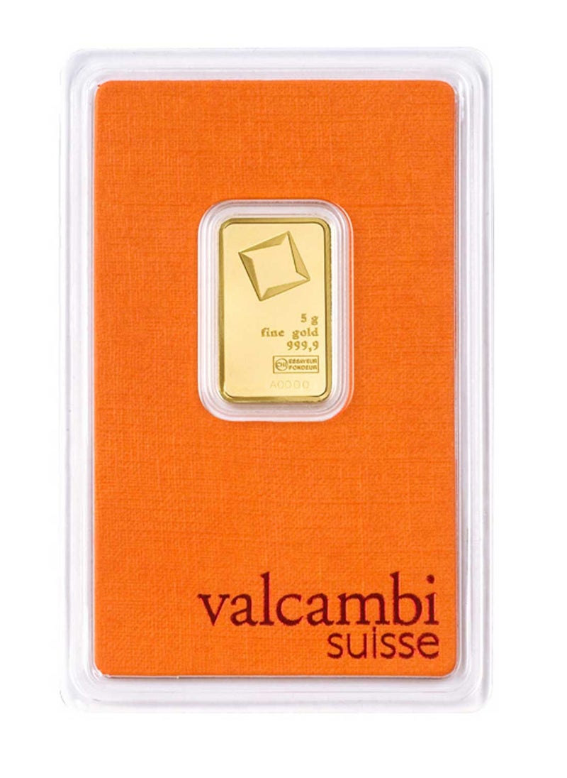 valcambi - 24KT 999.9 Purity 5g Valcambi Suisse Gold Bar - Image 1