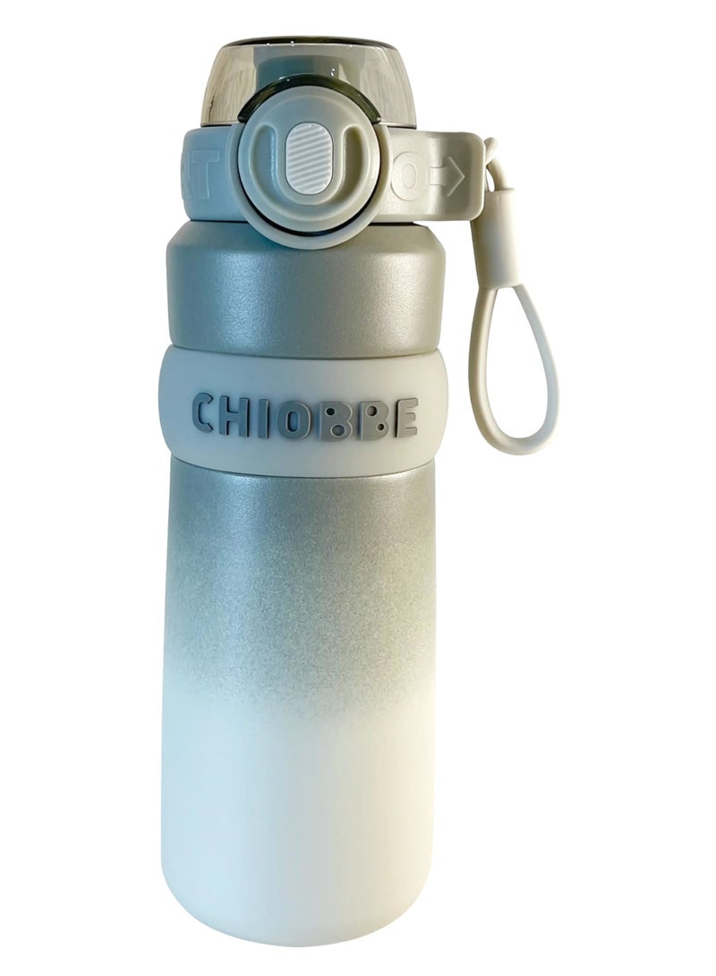 CHOBEE Stainless Steel Vacuum Insulated Water Bottle, Leak Proof, Double Wall, Hot & Cold 12 Hours, Straw Lid, Large Capacity, Gray - Image 1