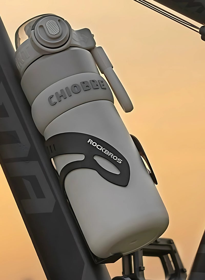 CHOBEE Stainless Steel Vacuum Insulated Water Bottle, Leak Proof, Double Wall, Hot & Cold 12 Hours, Straw Lid, Large Capacity, Gray - Image 4