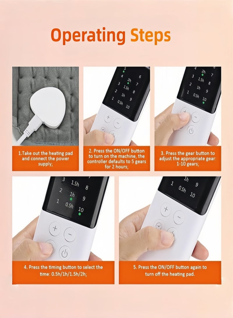 Electric Heating Pad for Back, 30x125cm Heat Pad with 10 Heating Levels and Auto Shut Off, Heated Hand Warmer Period Pain Relief, Machine Washable, Great for Waist Belly Leg Body - Image 4