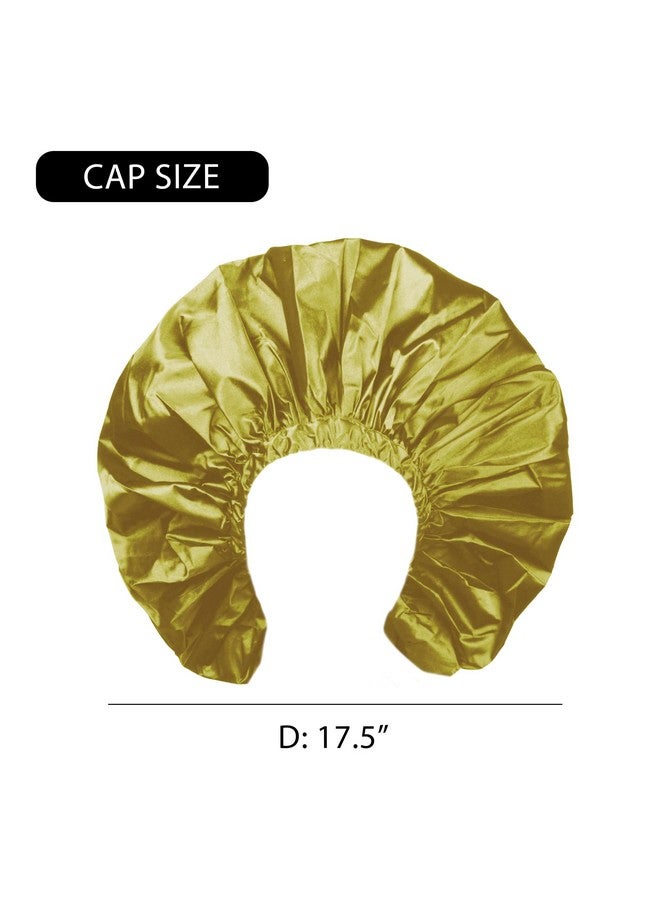 Donna Jumbo Satin Shower & Conditioning Cap 1Pc For Women Curly Hair Roller Sets Crochet Hairstyles Elastic Band Waterproof Shower Cap Jumbo Sage Color - Image 5