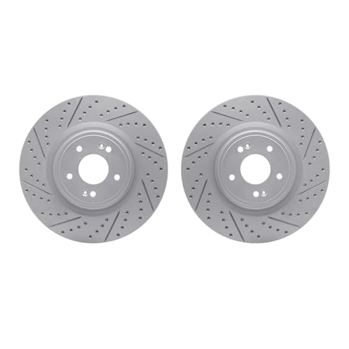 R1 Concepts Front Brake Rotor Kit |Brake Rotors| Brake Disc |Drilled and Slotted|fits 2018-2022 Genesis G70; Kia Stinger - Image 1